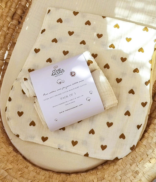 Hearts Σετ Πανάκια Μουσελίνας XXL- Burp Cloth