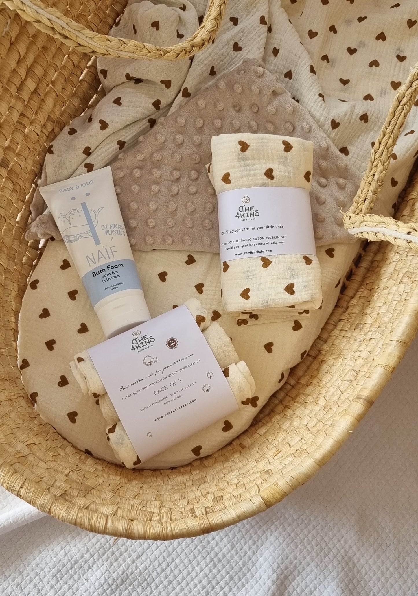 Muslin set Hearts- Πάνες Αγκαλιάς