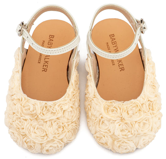 Γαλλικό Σαμπό με Chiffon Λουλούδια Εκρού