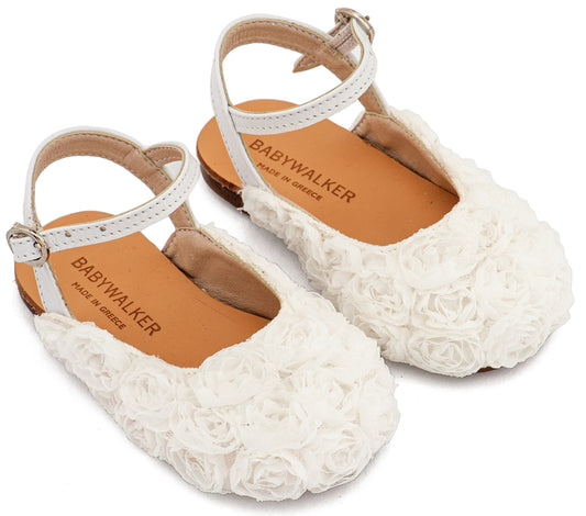 Γαλλικό Σαμπό με Chiffon Λουλούδια Λευκό