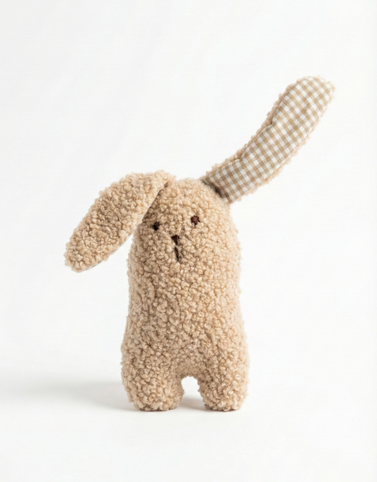 Baby Bunny κουδουνίστρα - Gingham Natural - Teddy