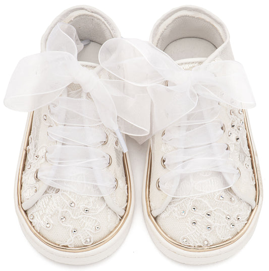 Sneaker απο Ύφασμα Φιλντιρέ Λουλούδια Λευκό