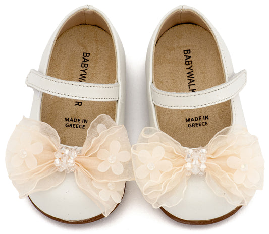 Γοβάκι Μονή Μπαρέτα Φιογκάκι Οργάντζας Εκρού