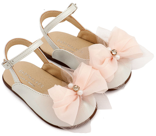 Γαλλικό Σαμπό Διακοσμημένο με Φιόγκο Οργάντζας και Στρας PRI2661 Εκρού Ροζ