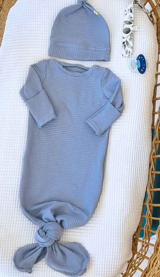 Baby Gown Indigo - Βρεφικό Φορμάκι Ύπνου - My First Organics - The4kins baby brand