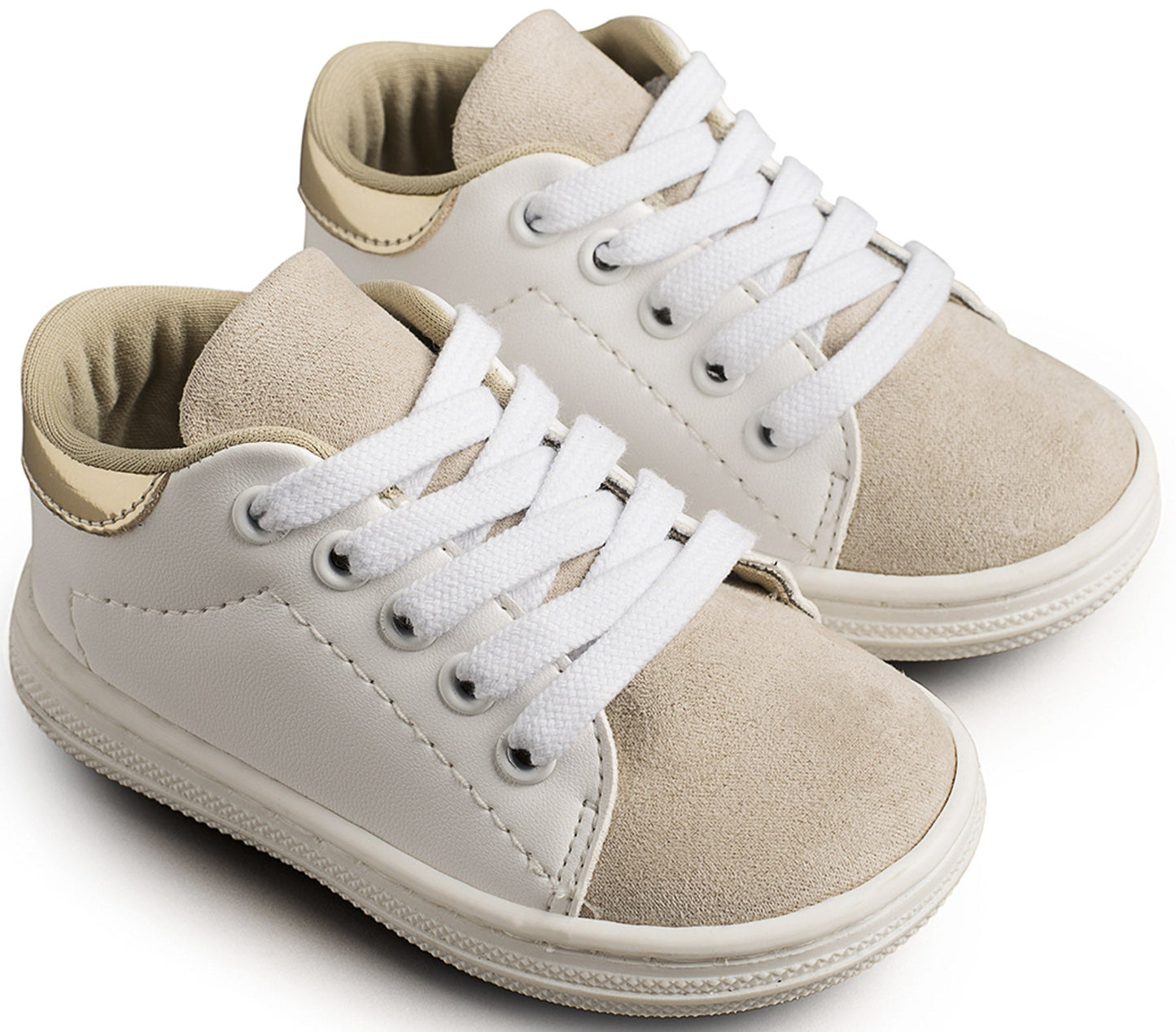 Δετό Δίχρωμο Σνίκερ Λευκό Μπεζ - The4kins baby brand