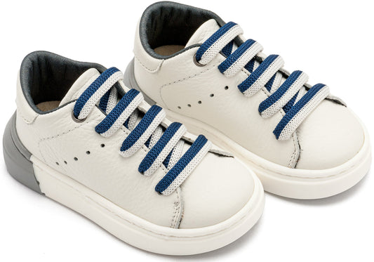 Δετό Sneaker με Δίχρωμο Κορδόνι Λευκό Μπλε - The4kins baby brand