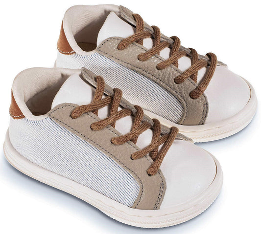 Δετό Τρίχρωμο Σνίκερ Λευκό Γκρι Ταμπά - The4kins baby brand