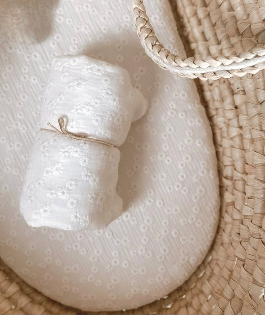 Embroidery Look Πάνα Αγκαλιάς/Μουσελίνα - White - The4kins baby brand