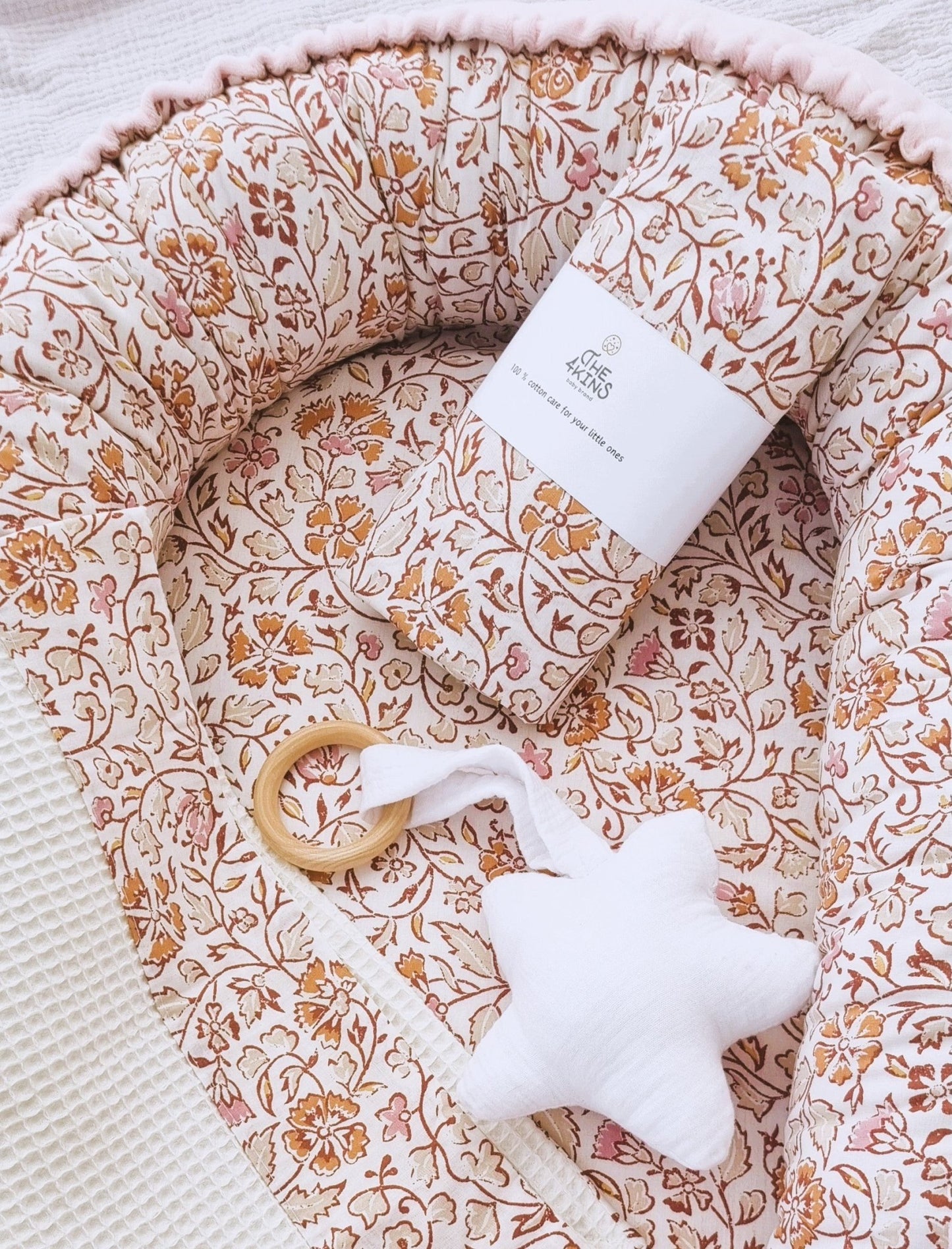 Flora in Baby Pink Φωλίτσα Baby Nest - The4kins baby brand
