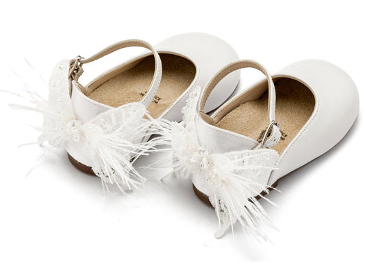 Γαλλικό Γοβάκι με Διακοσμημένη Φτερά Λευκό - The4kins baby brand