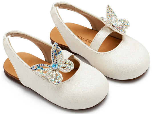 Γαλλικό Σαμπό Διακοσμημένο με Στρασένια Πεταλούδα στο Πλάι Λευκό - The4kins baby brand