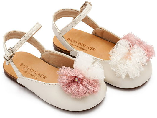 Γαλλικό Σαμπό με Διακοσμητικό απο Τούλι Εκρού Ροζ - The4kins baby brand