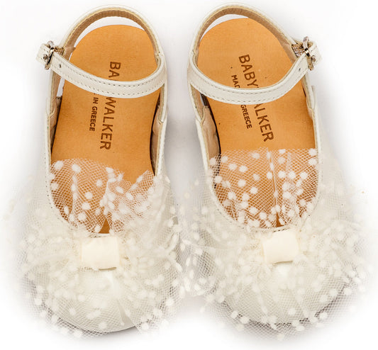 Γαλλικό Σαμπό με Χειροποίητο Τούλινο Φιόγκο Εκρού - The4kins baby brand