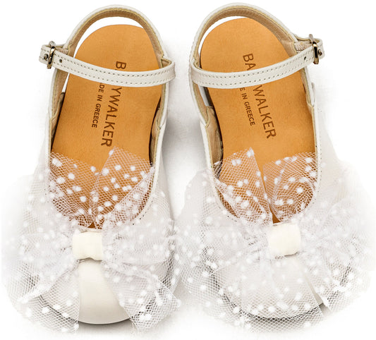 Γαλλικό Σαμπό με Χειροποίητο Τούλινο Φιόγκο Λευκό - The4kins baby brand