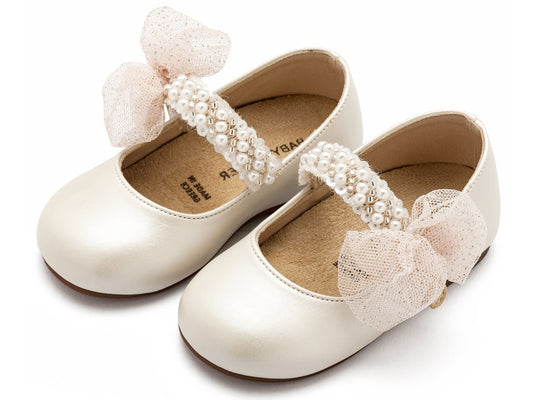 Γοβάκι Μονή Μπαρέτα Διακοσμημένη με Χειροποίητο Διακοσμητικό (MORE COLORS IN) - The4kins baby brand