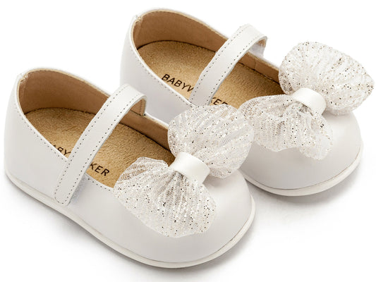 Γοβάκι Μονή Μπαρέτα με Φιόγκο Λευκό - The4kins baby brand