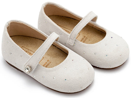 Γοβάκι Suede με Στρας Λευκό - The4kins baby brand