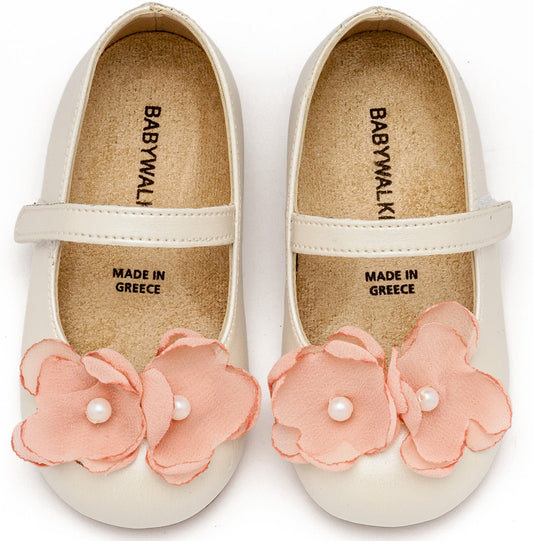 Γοβάκι Χρατς με Λουλούδια και Πέρλα (MORE COLORS IN) - The4kins baby brand