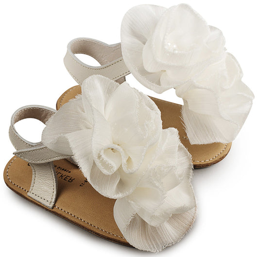 Πέδιλο με Chiffon Λουλούδια Εκρού - The4kins baby brand