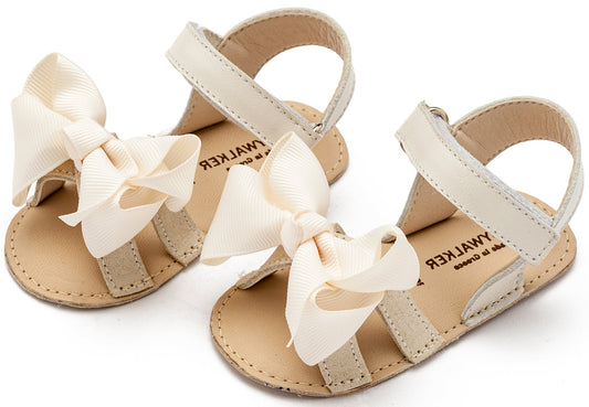 Πέδιλο με Φιόγκο Gros Grain Εκρού - The4kins baby brand