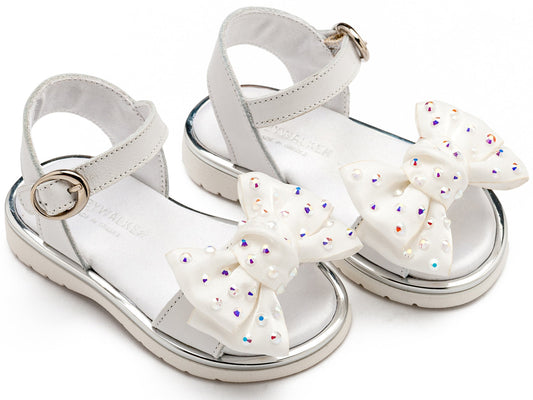 Πέδιλο με Φιόγκο και Στρας Λευκό - The4kins baby brand