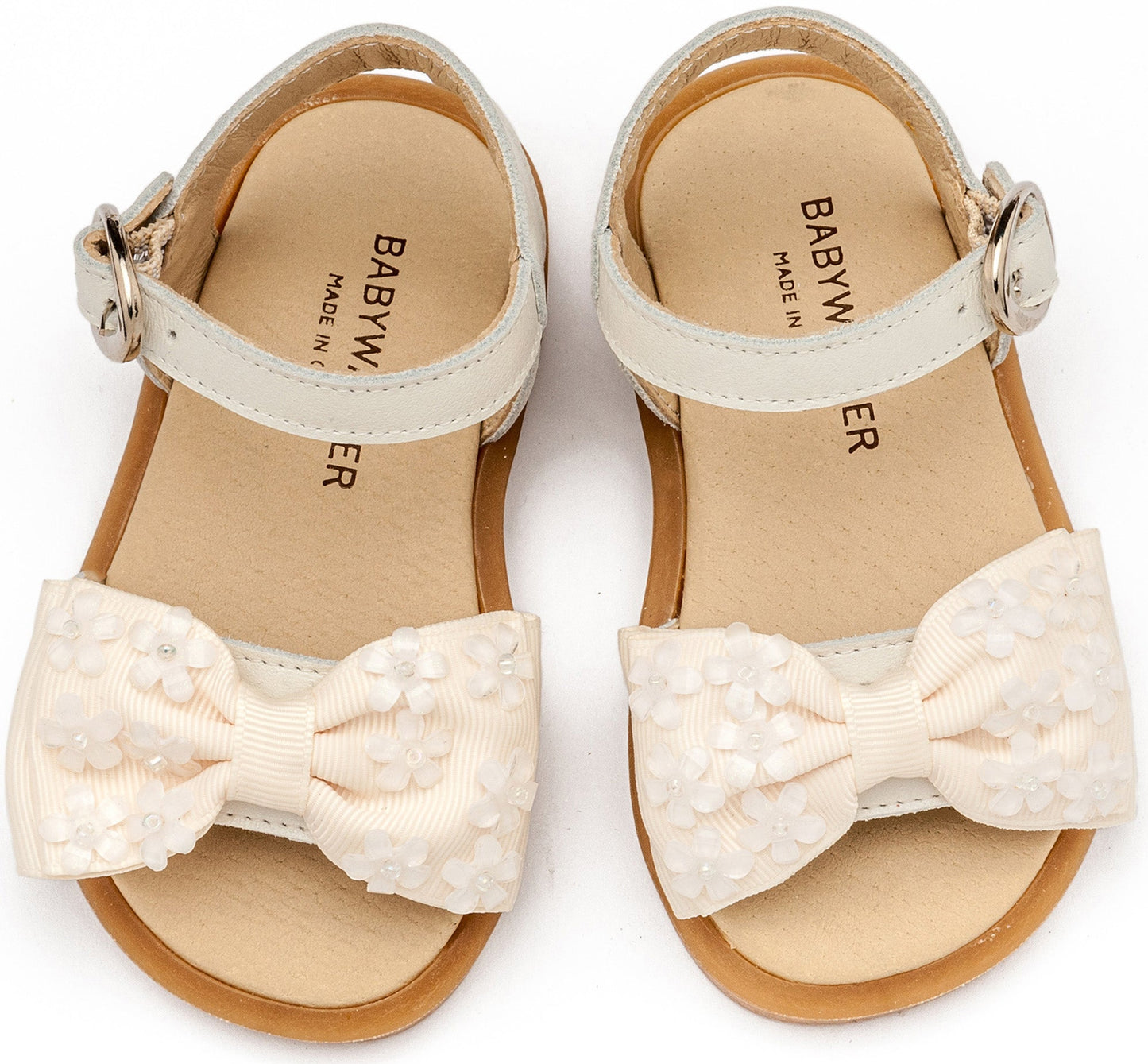 Πέδιλο με Gros Grain Φιογκάκι και Λουλουδάκια (MORE COLORS IN) - The4kins baby brand