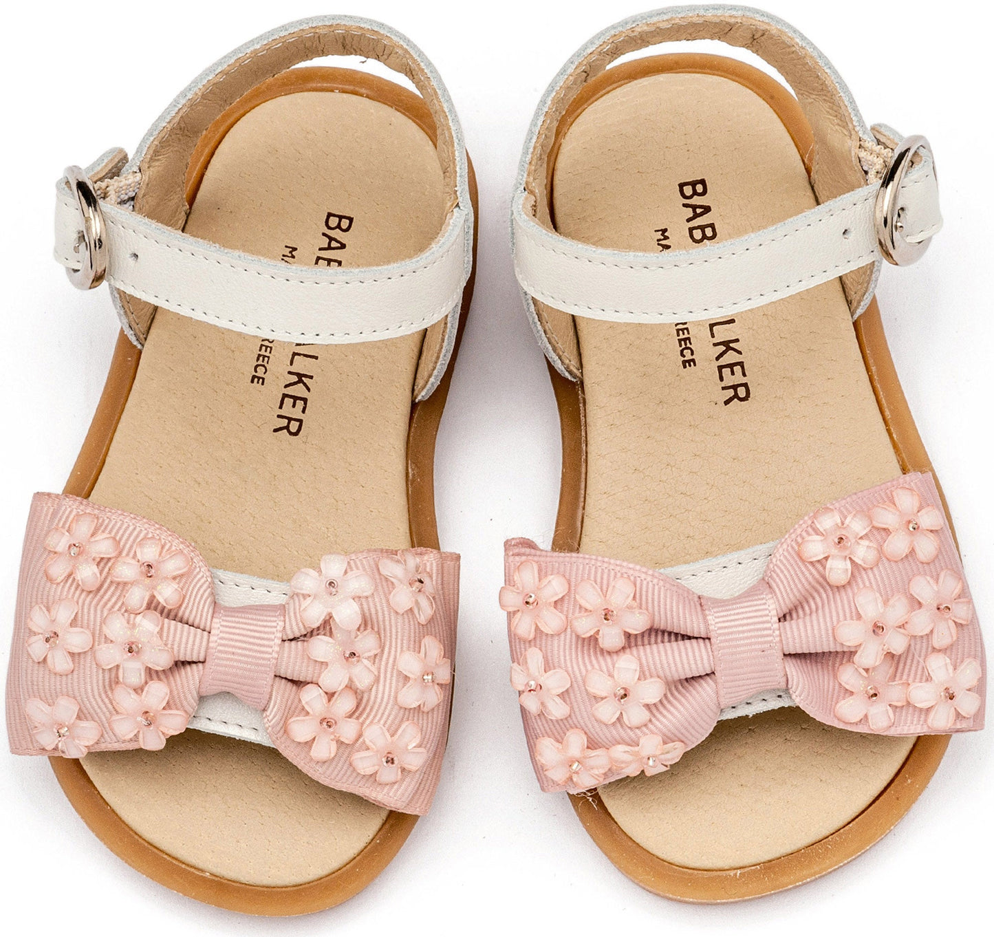 Πέδιλο με Gros Grain Φιογκάκι και Λουλουδάκια (MORE COLORS IN) - The4kins baby brand