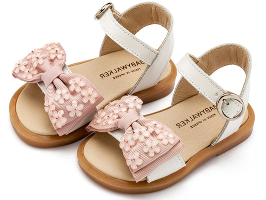 Πέδιλο με Gros Grain Φιογκάκι και Λουλουδάκια (MORE COLORS IN) - The4kins baby brand