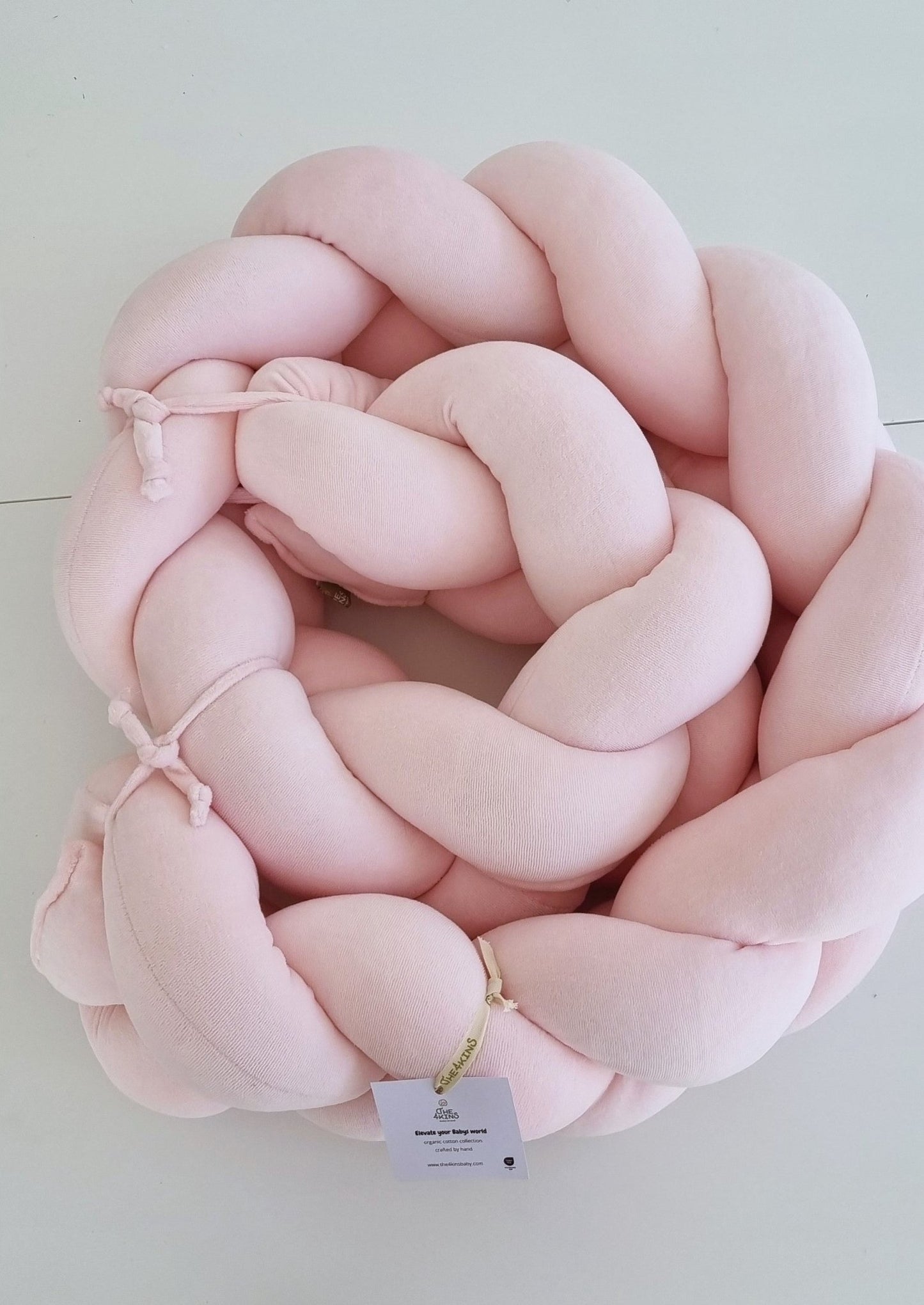 Πλεξούδα Braided Cot Bumper Pink - The4kins baby brand