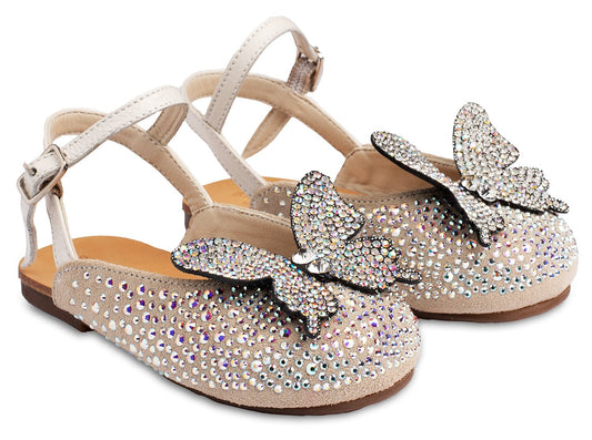 Σαμπό Διακοσμημένο Ολόγυρα με Στρας και Πεταλούδα Εκρού - The4kins baby brand