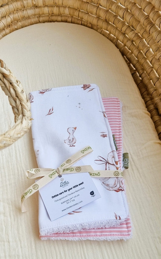 Σετ Πετσετάκια Φροντίδας σετ 2τμχ - Mama Goose striped - The4kins baby brand