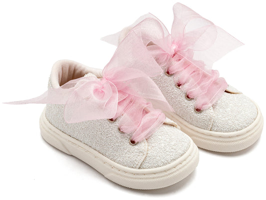 Sneaker απο Ύφασμα Glitter με Κορδέλα ( More colors in) - The4kins baby brand