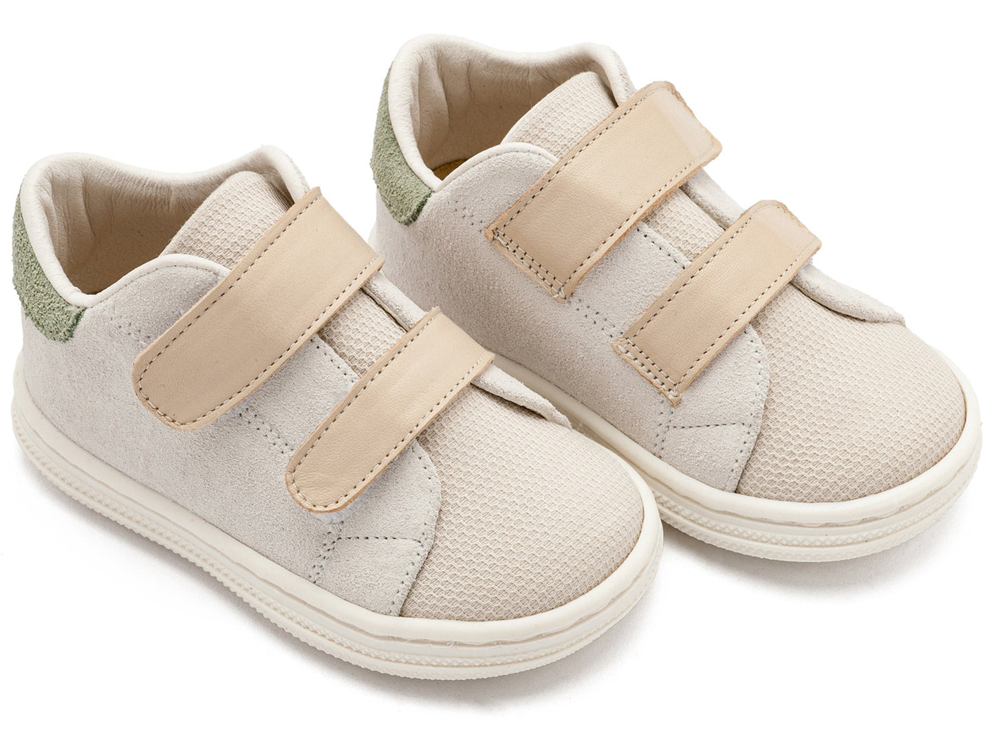 Σνίκερ με Διπλή Μπαρέτα Χρατς Λευκό Μπεζ - The4kins baby brand