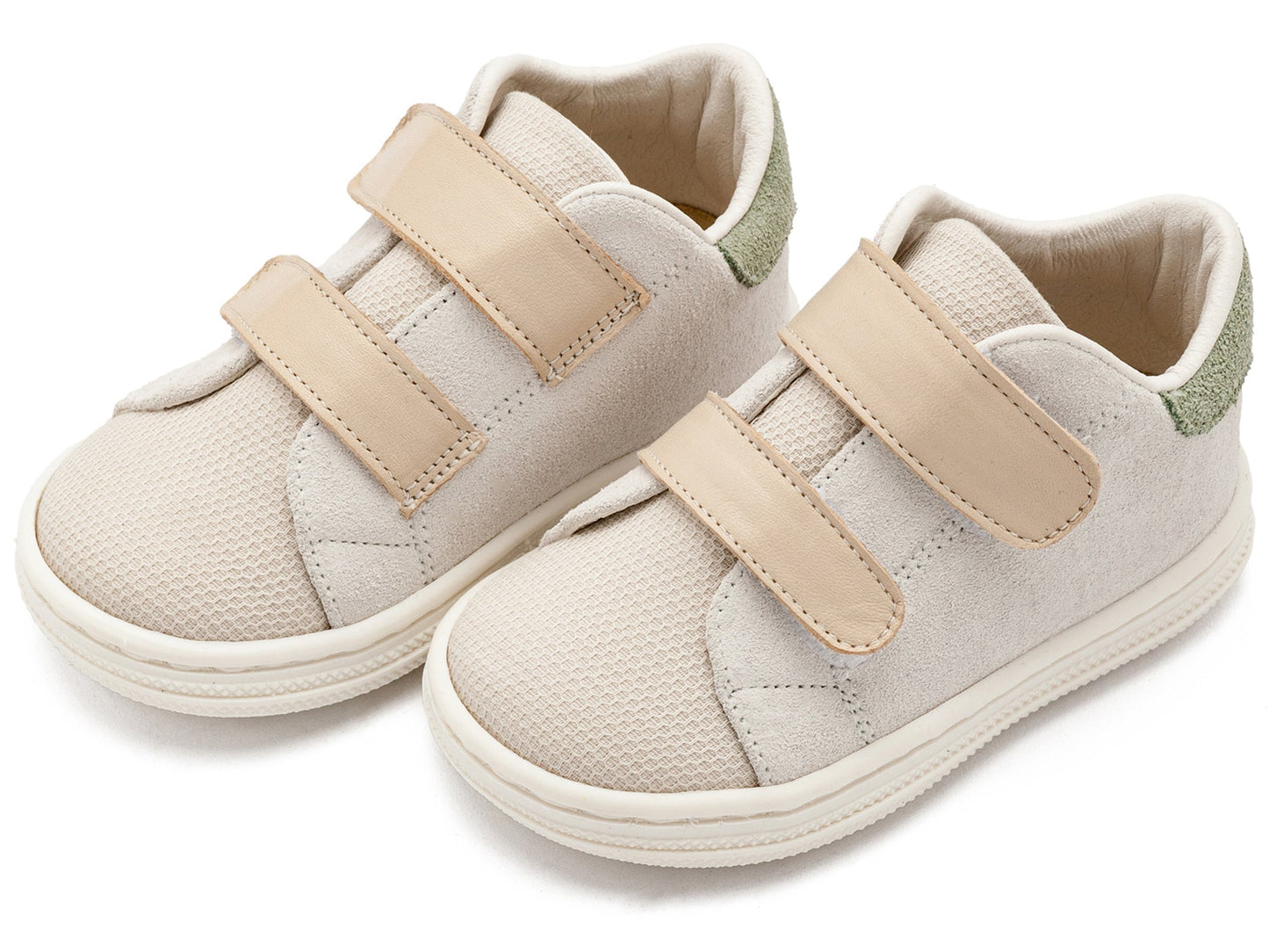 Σνίκερ με Διπλή Μπαρέτα Χρατς Λευκό Μπεζ - The4kins baby brand
