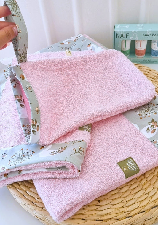 Swan Lake Σετ Πετσέτες in Pink - The4kins baby brand
