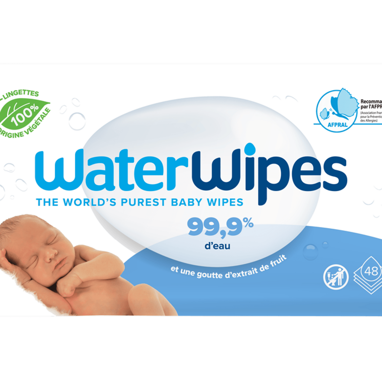 WaterWipes, Άοσμα Μωρομάντηλα, 99.9% Νερό, 60 Μαντηλάκια - The4kins baby brand
