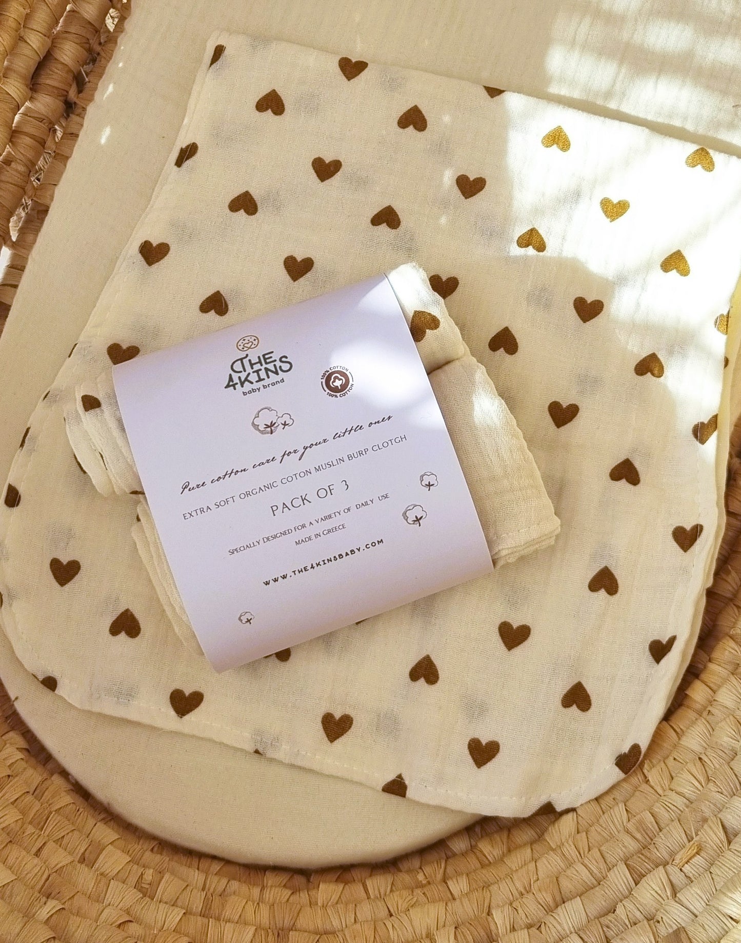 Hearts Σετ Πανάκια Μουσελίνας XXL- Burp Cloth