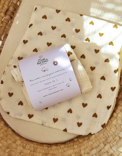 Hearts Σετ Πανάκια Μουσελίνας XXL- Burp Cloth