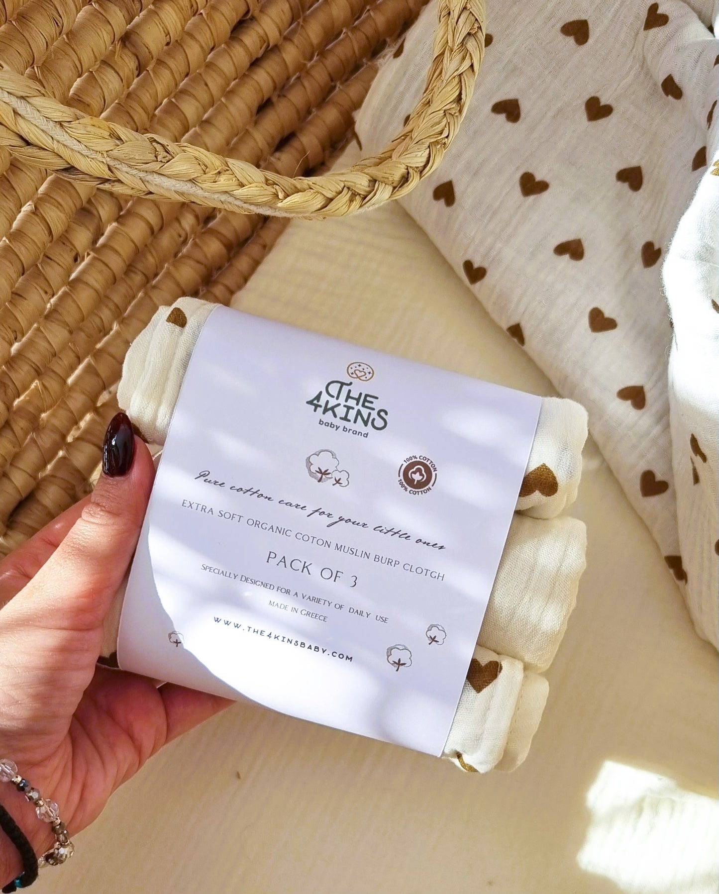 Hearts Σετ Πανάκια Μουσελίνας XXL- Burp Cloth