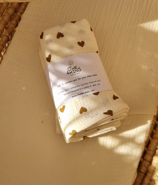 Muslin set Hearts- Πάνες Αγκαλιάς