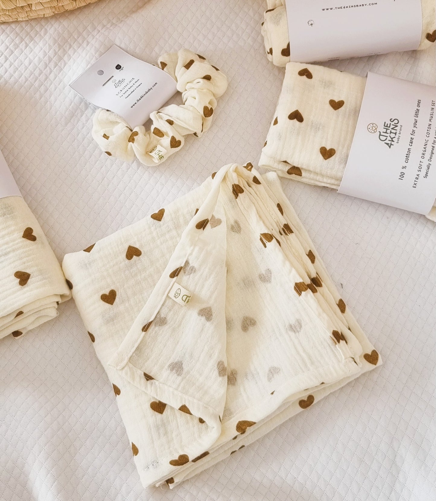 Muslin set Hearts- Πάνες Αγκαλιάς