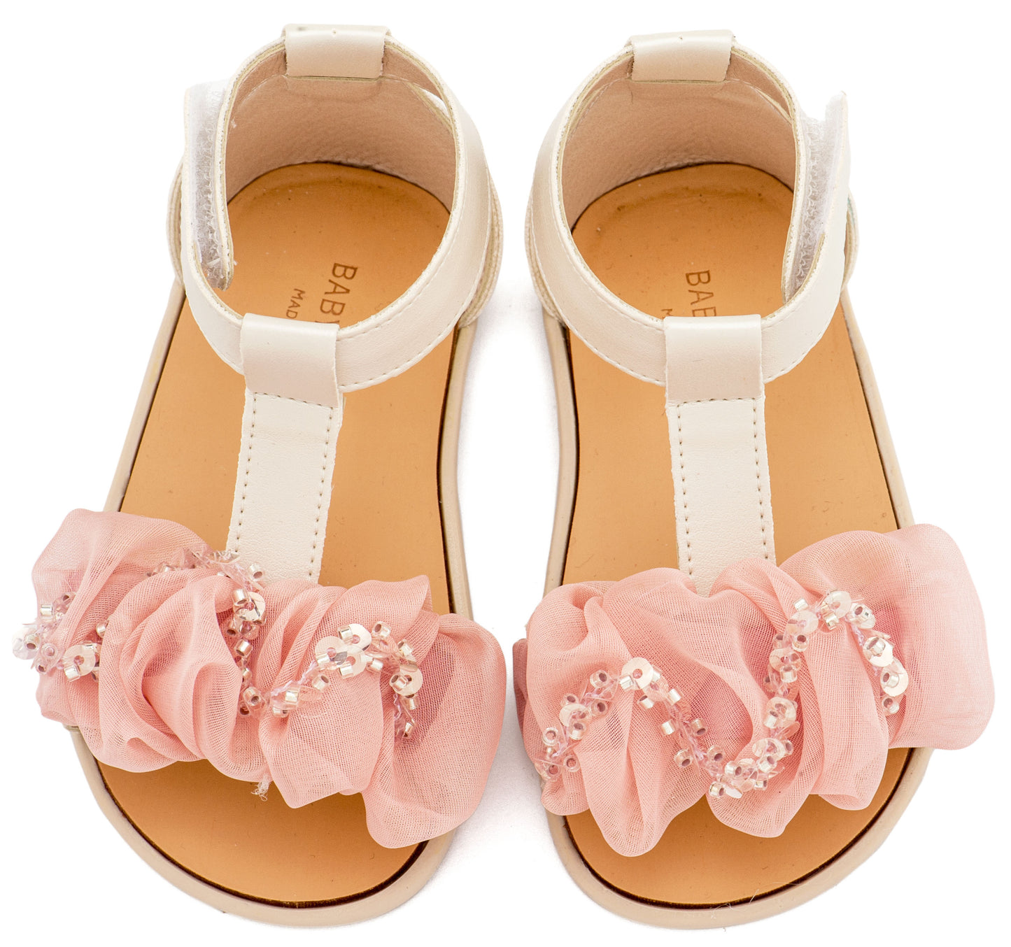 Πέδιλο με Διακοσμητικό Οργάντζας  Εκρού Ροζ