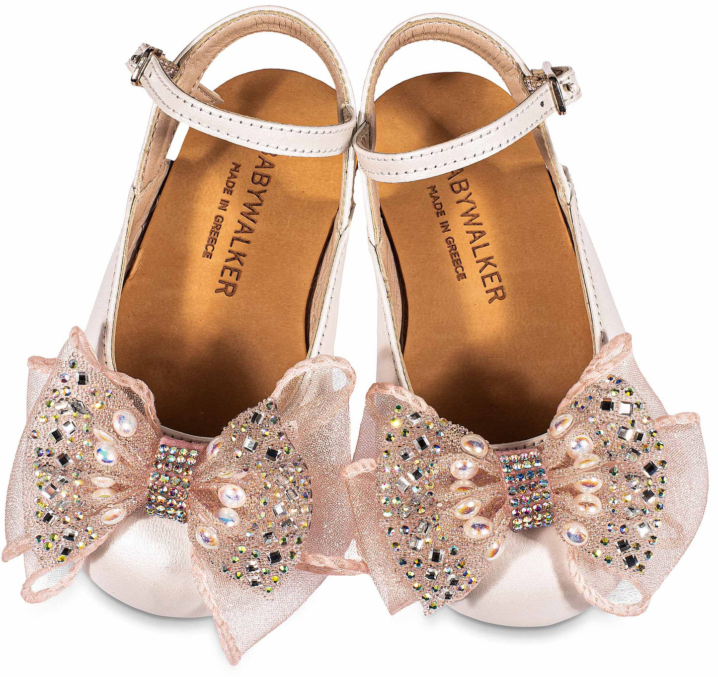 Γαλλικό Σαμπό με Φιόγκο Οργάντζας και Στρας Εκρού Ροζ