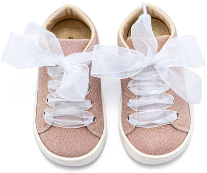 Sneaker απο Ύφασμα και Δέσιμο Κορδέλα Ροζ