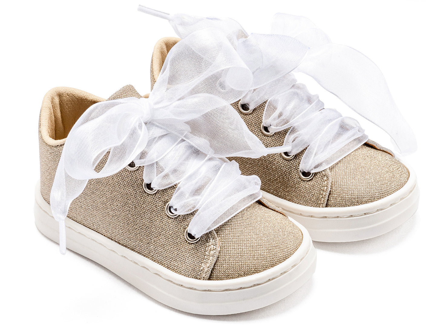 Sneaker απο Ύφασμα και Δέσιμο Κορδέλα  Πλατίνα