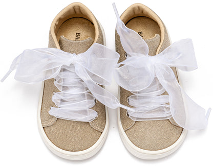 Sneaker απο Ύφασμα και Δέσιμο Κορδέλα  Πλατίνα