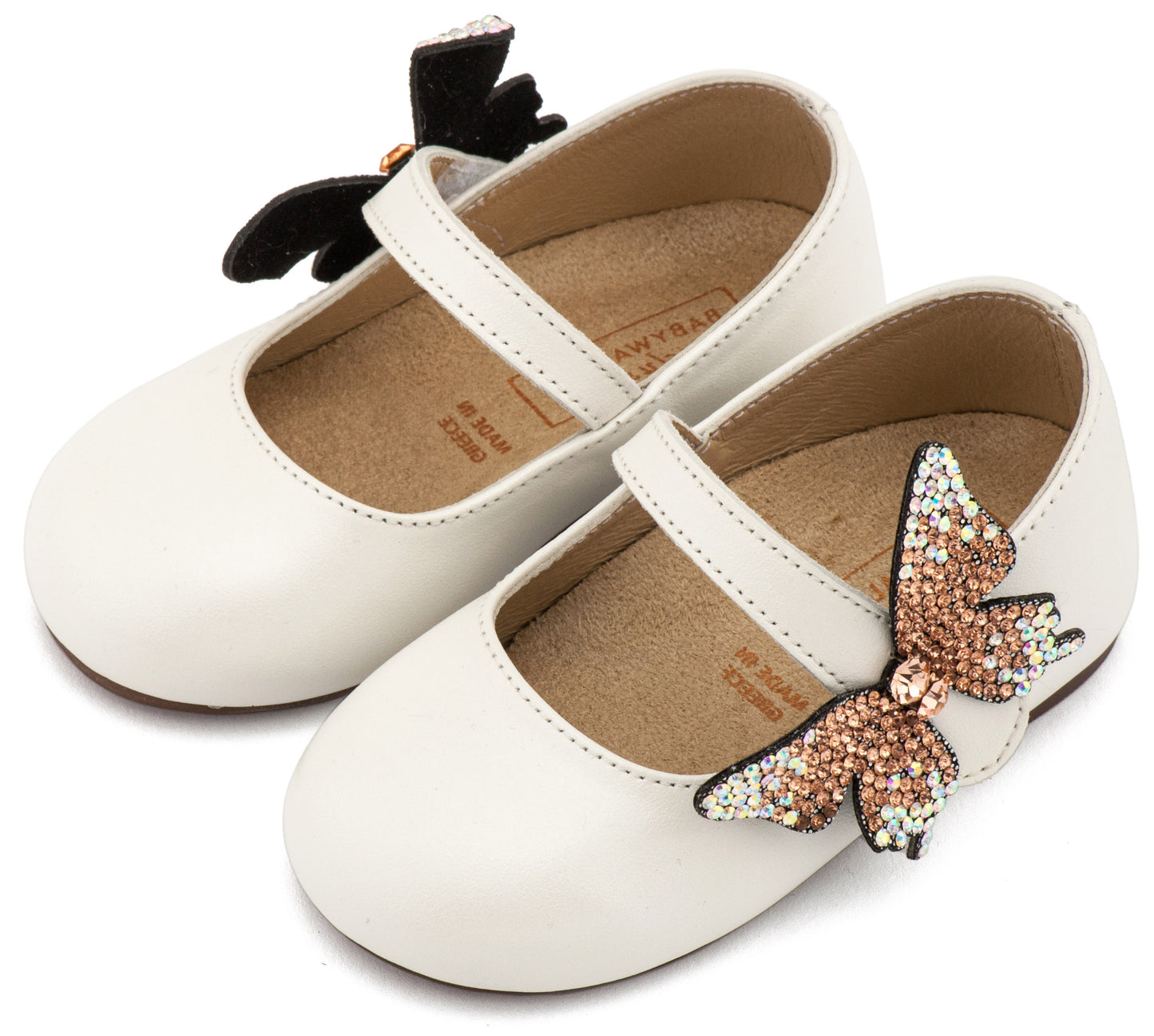 Γοβάκι με Στρασένια Πεταλούδα στο Πλάι  (Λευκό / εκρου)