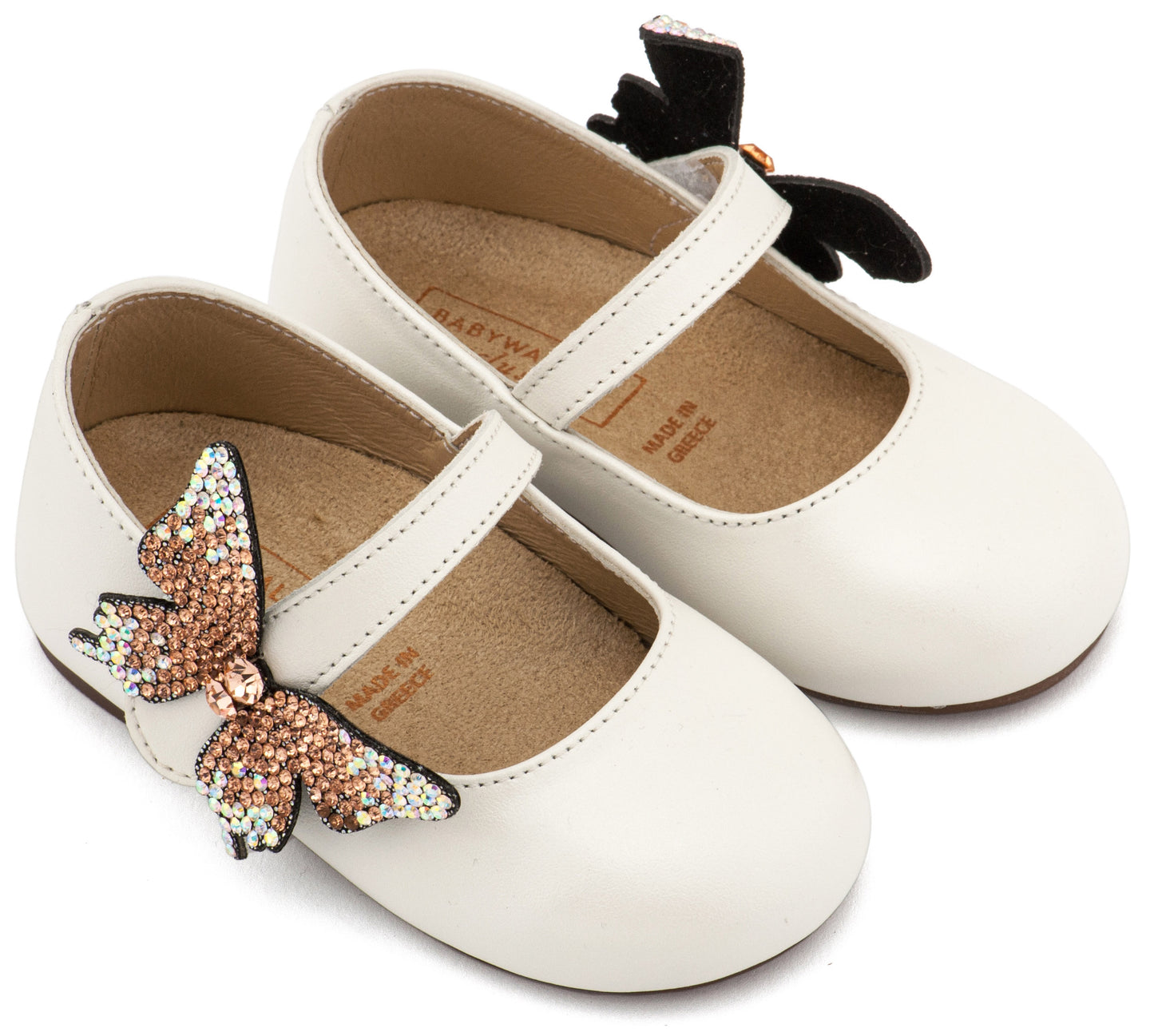 Γοβάκι με Στρασένια Πεταλούδα στο Πλάι  (Λευκό / εκρου)