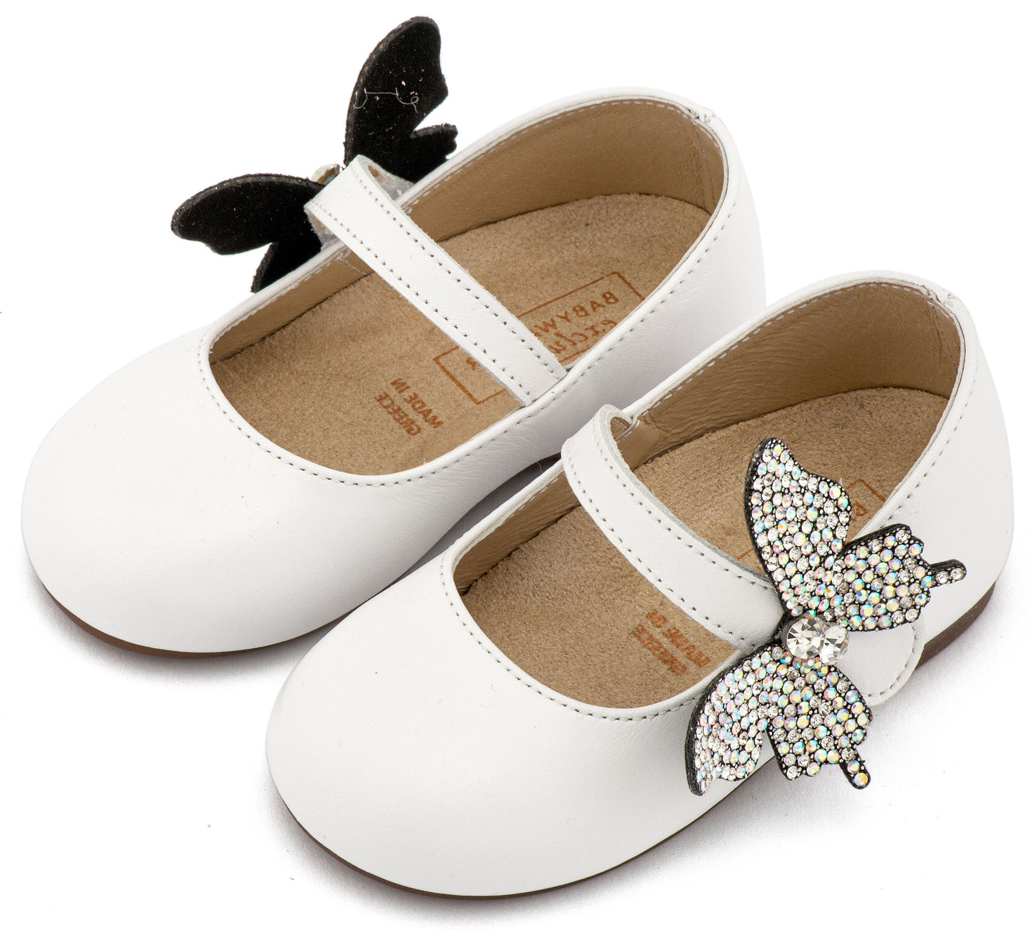 Γοβάκι με Στρασένια Πεταλούδα στο Πλάι  (Λευκό / εκρου)